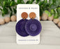 Purple Leather Circle Earrings + Wood Earring Studs