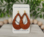 Saddle Tan Teardrop Cutout Leather Earrings + Gold Earring Studs