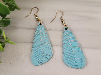 Bohemian Turquoise Leather Leaf Earrings