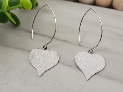 Hammered Heart Marquise Earrings