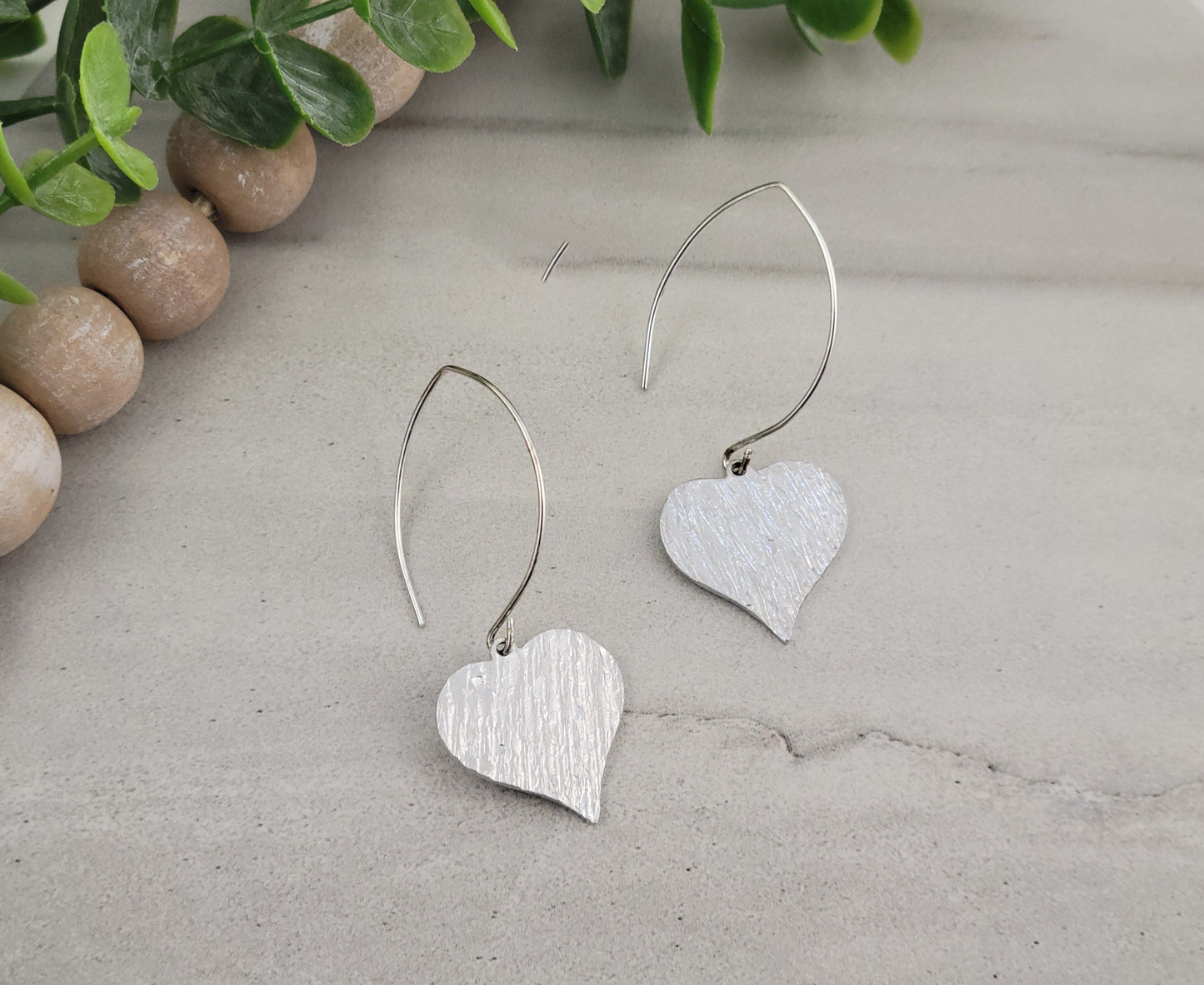 Hammered Heart Marquise Earrings