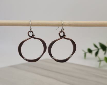 Bohemian Bronze Circle Dangle Earrings