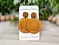 Wheat Leather Circle Earrings + Wood Earring Studs