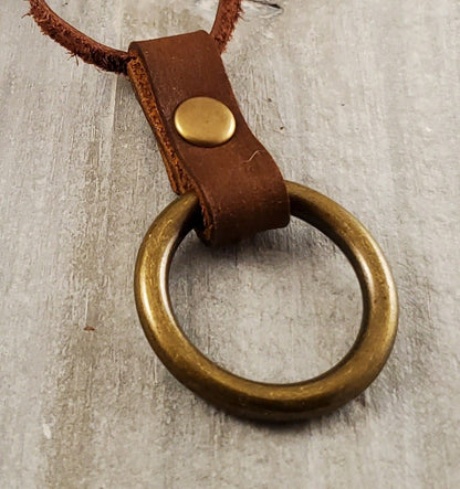 Rustic Leather O Ring Necklace